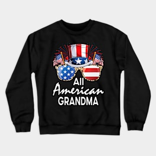 All American Grandma 4th of July USA America Flag Sunglasses Crewneck Sweatshirt